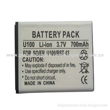 Mobile Phone Battery for Sony Ericsson U100 BST-43, Li-ion, 3.7V 700mAh, OEM Capacity Available